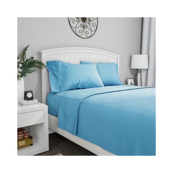 Hastings Home Brushed Microfiber 3-piece Bed Linens with Fitted, Flat Sheet, and Pillowcase (Twin, Light Blue) 545337AFD - main